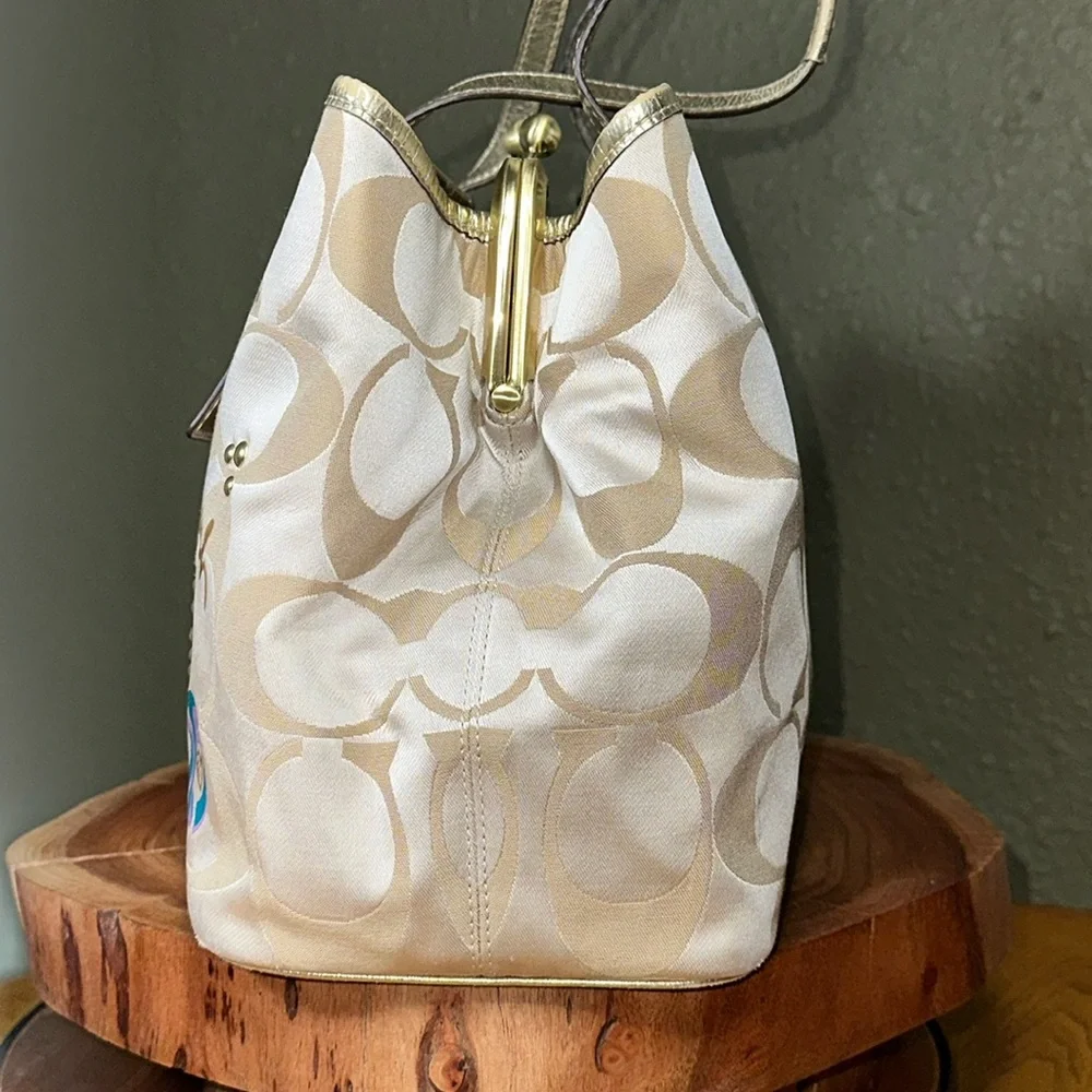*RARE* COACH Poppy Kisslock Metallic Gold Tote